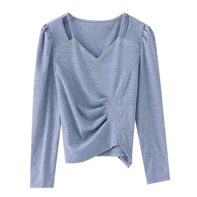 New Long-sleeved Women's Temperament, Age-reducing Versatile Light-working Style, Fashionable Base Top T-shirt