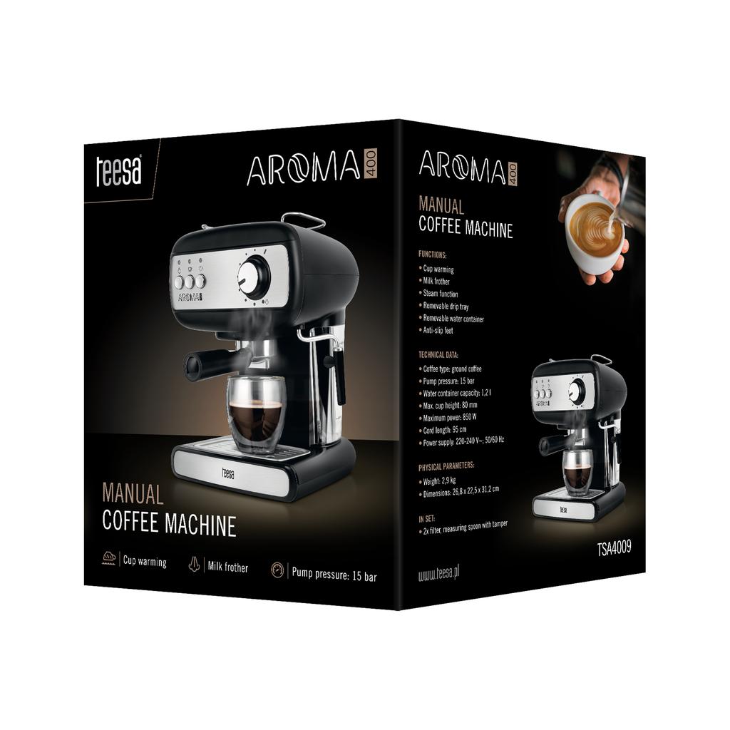 Teesa Aroma 400 pressure coffee machine with frother 15 bar 850W