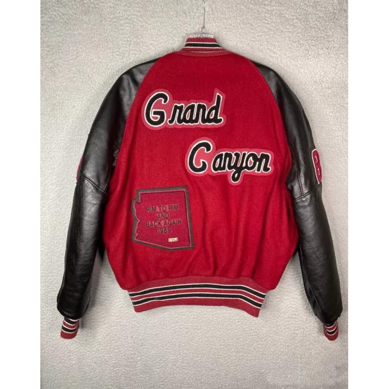

Trendy Embroidered Cotton Baseball Jacket for Men & Women - Spring/Autumn Loose Fit L червоний