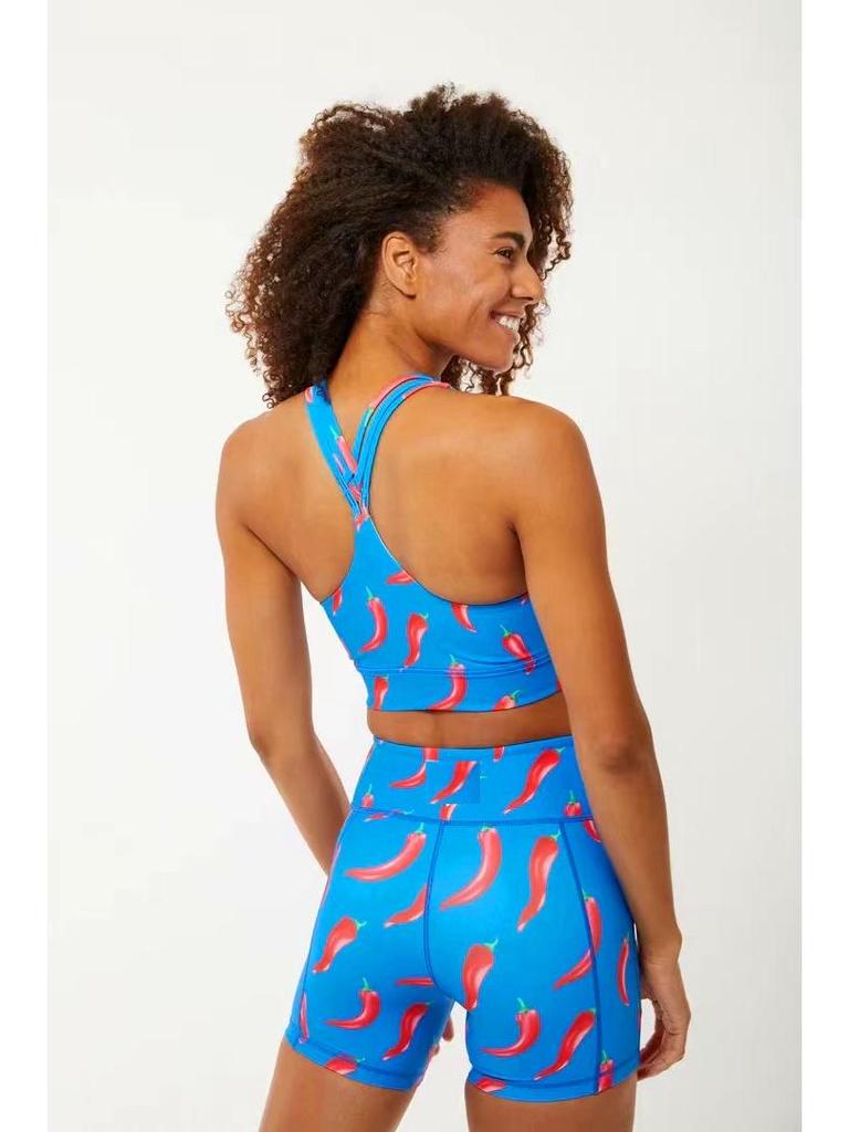 European-American High Waist Printed Sports Yoga Shorts for Women