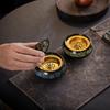 Portable Ceramic Sandalwood Incense Burner: Golden Bowl Ornament & Incense Plate