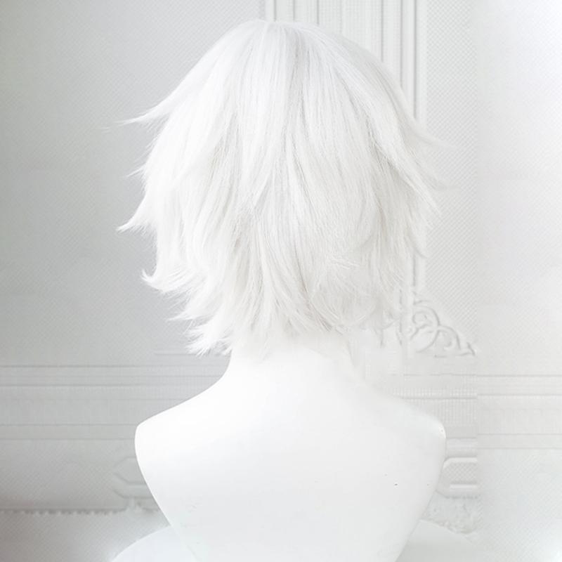 Anime Kaneki Ken Cosplay Wigs Short White Fluffy Wigs Eye Patch Heat Resistant Synthetic Hair Party Role Play