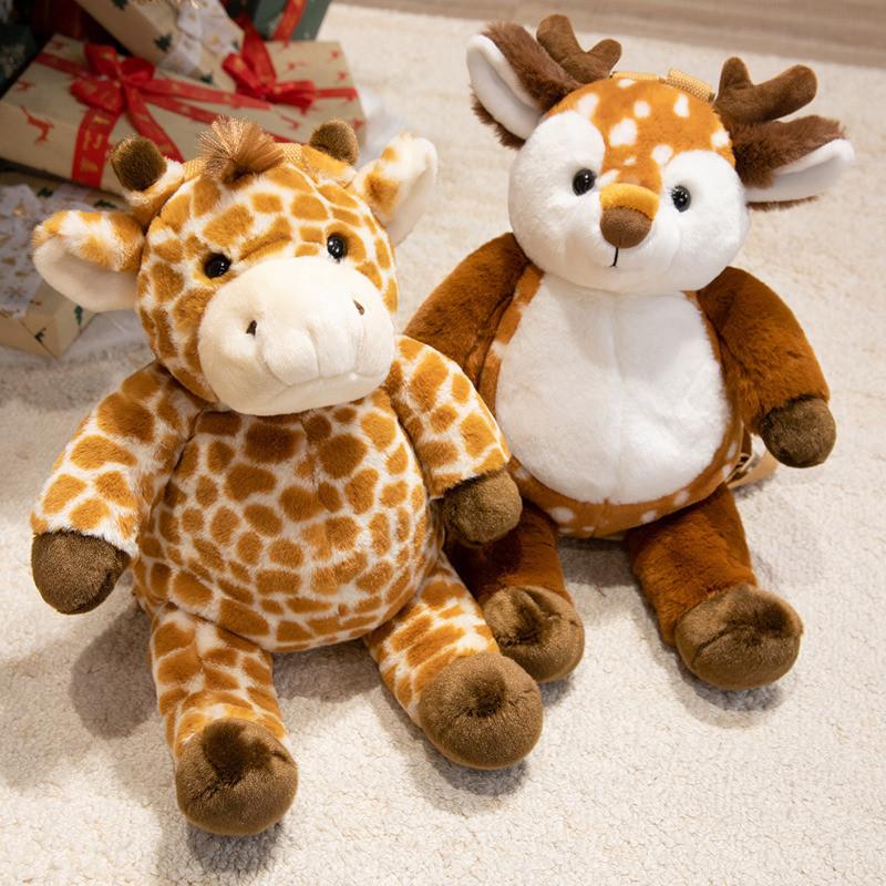 Plüschtier-Rucksack für Kinder, Mädchen und Jungen, niedlicher Löwe, Giraffe, Schaf, mit PP-Baumwollfüllung