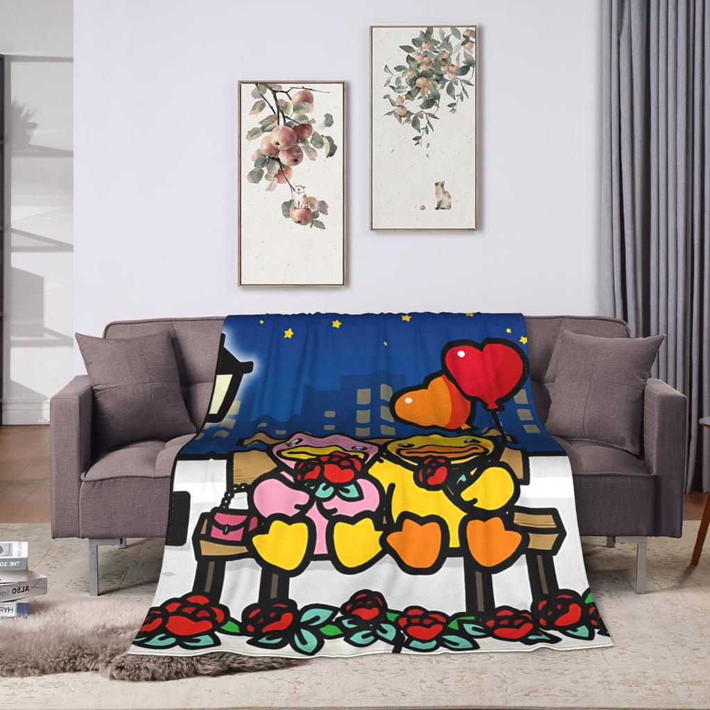 Yellow Duck Love Blanket  Warm Fashion Plush Throw Blanket For Boy Girl Couch Bed Flannel Bedspread Bed Cover