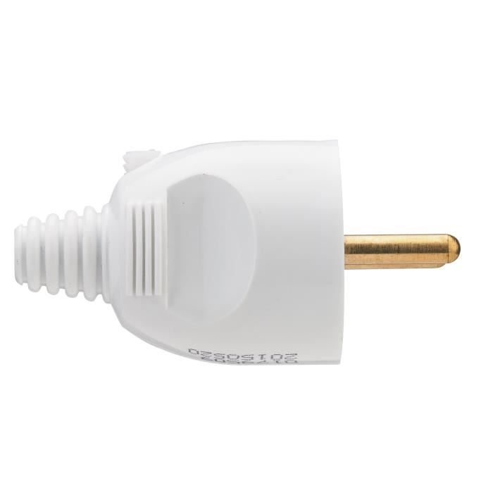 DEBFLEX Fiche mâle 2P+T 16 A sortie droite à coiffe blanc