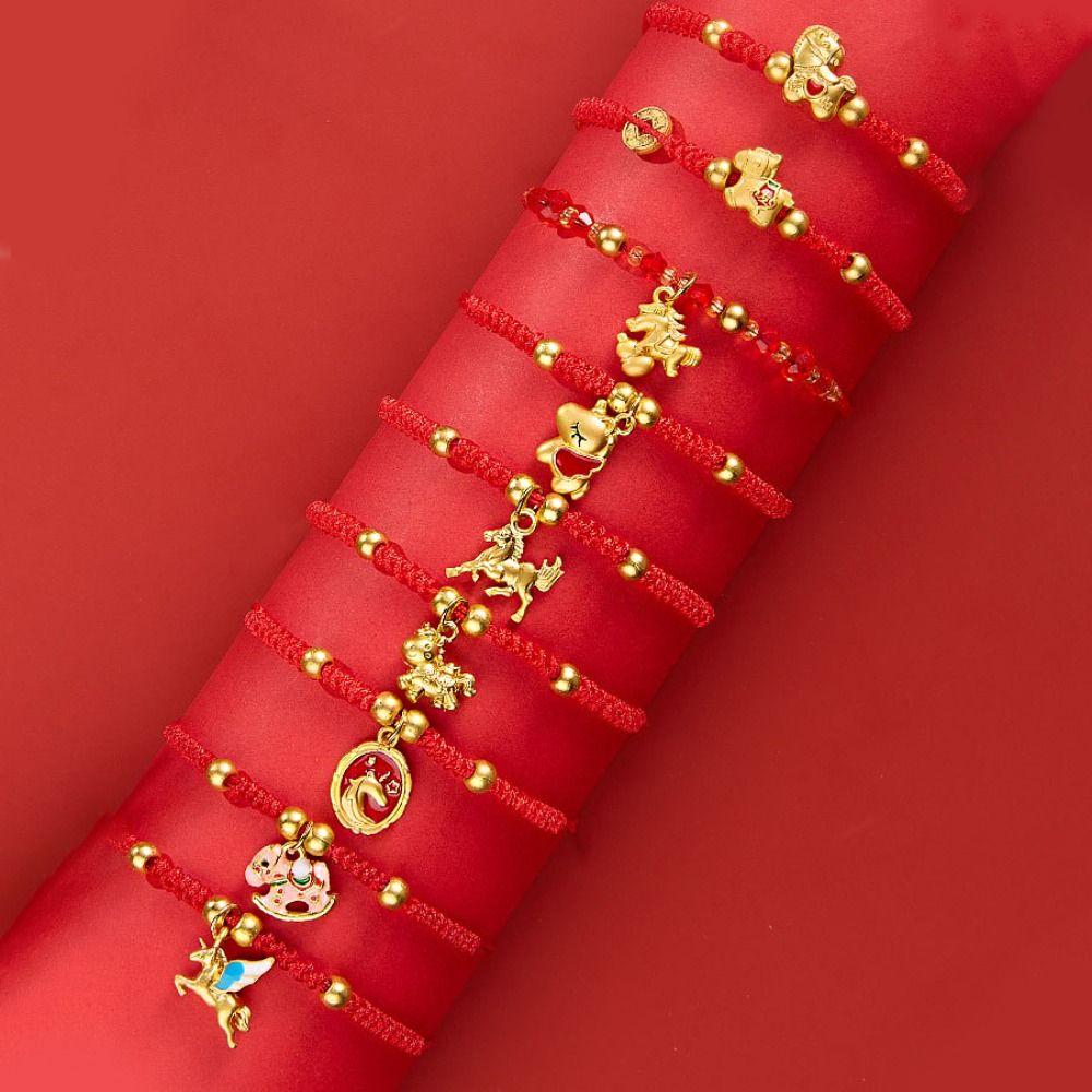 Zodiac Year Horse Year Bracelet Chinese Style Fortune Bracelet Lucky Pony Red Rope  Spring Festival
