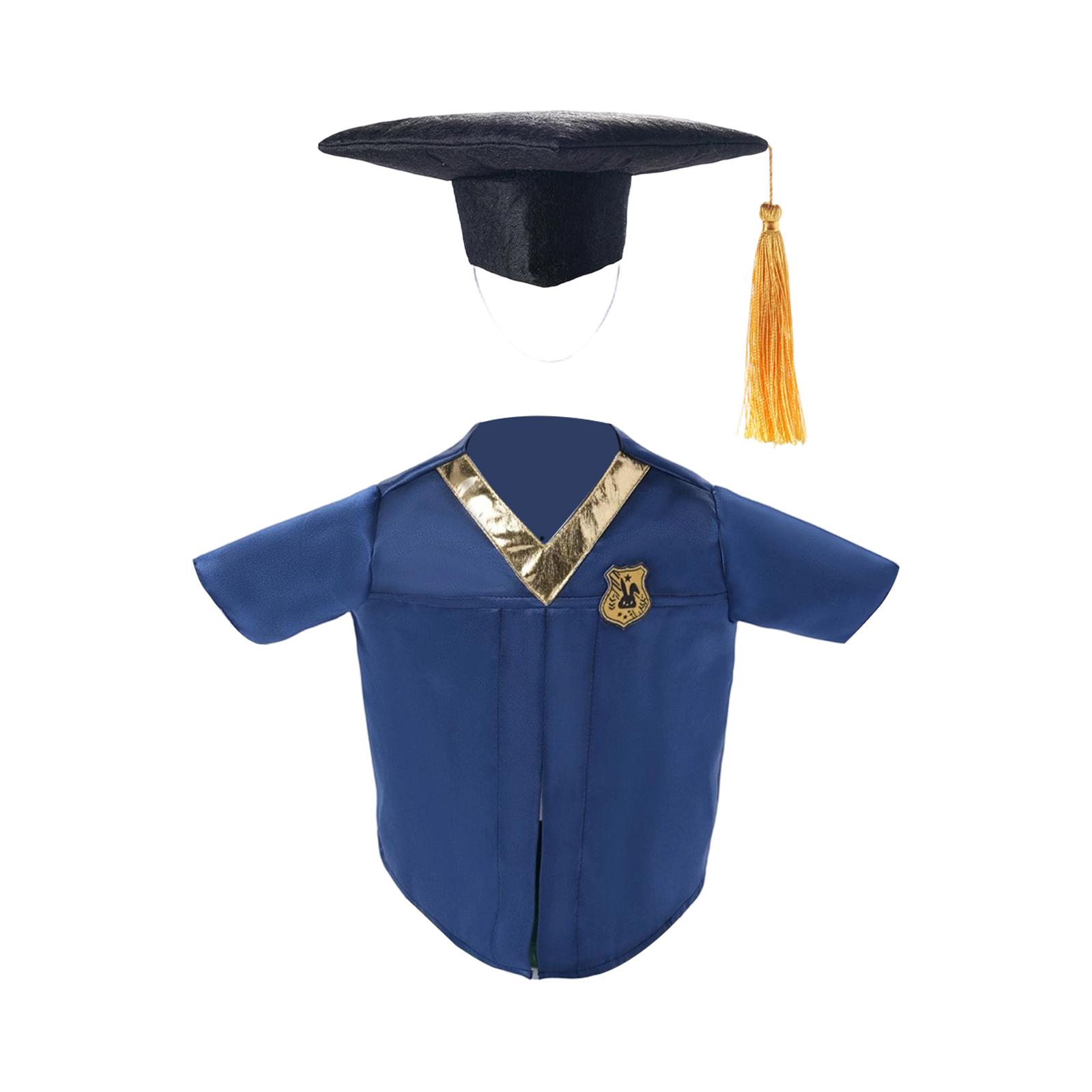 

Graduation Gown and Cap Set for Pets with Embroidered Badge and Decorative Tassel Suitable for Ceremonial Occasions and Photo Shoots One Size