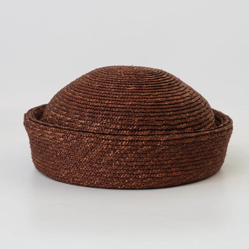 French Beret Hat Women Straw Cap Summer Circle Woven Sun Hat Church Derby Party Hostesses Pillbox Hat Millinery Fascinator Base