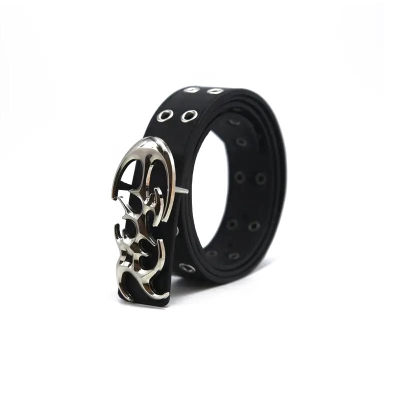 Stylish Hollow Pu Leather Waist Belts  Punk Belt For Men Trendy Clothing Accessories Versatile Casual Belts Gifts