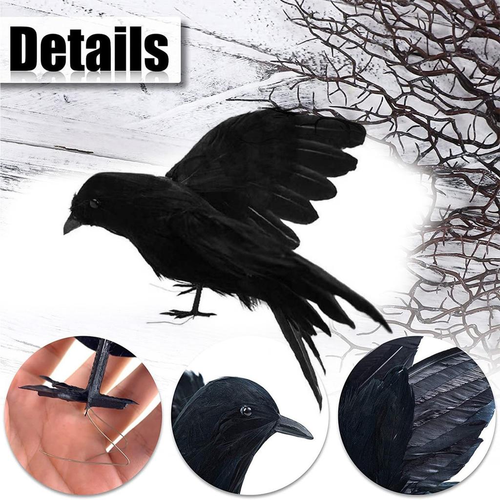Black Crow Halloween Decoration Realistic Flying Crow Prop For Halloween Yard Garden