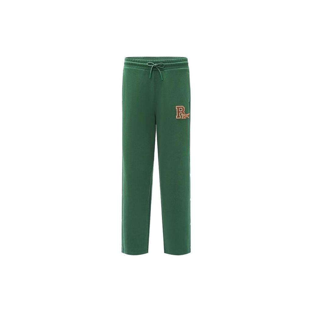 Reebok Solid Color Straight Leg Button Knit Casual Pants Unisex Bottoms Dark-Green 23FRC605UGL1