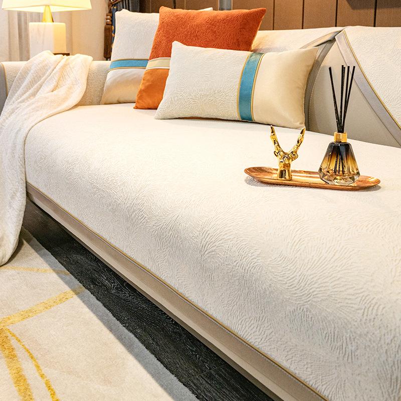 Nordic Light Luxury Sofa Cushion Four Seasons Universal Cover Cloth Cover Cover Solid Wood Leather Non-Slip Seat Cushions All-Inclusive Chenille