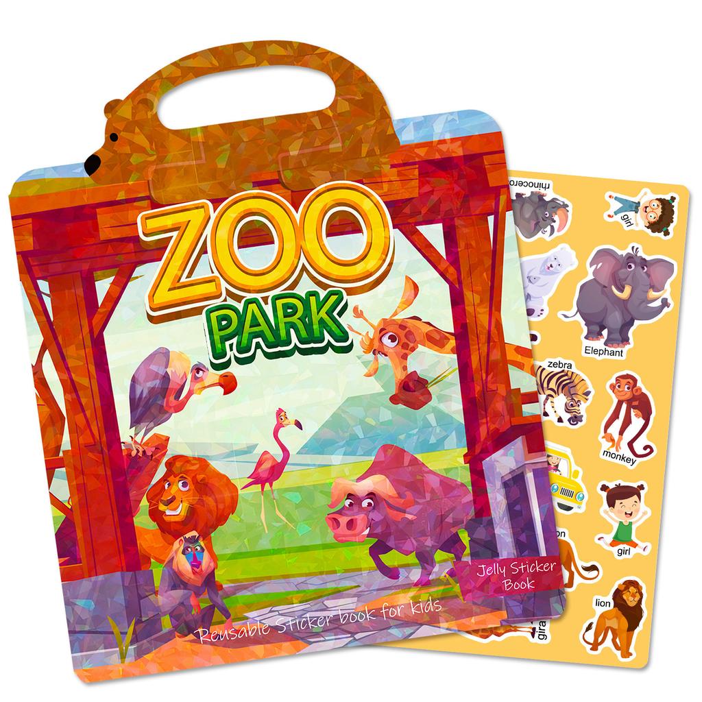 Children's DIY Zoo Animal Cognition Early Teaching Repeated Posting Concentration Cultivation Quiet Book Jelly Sticker Book