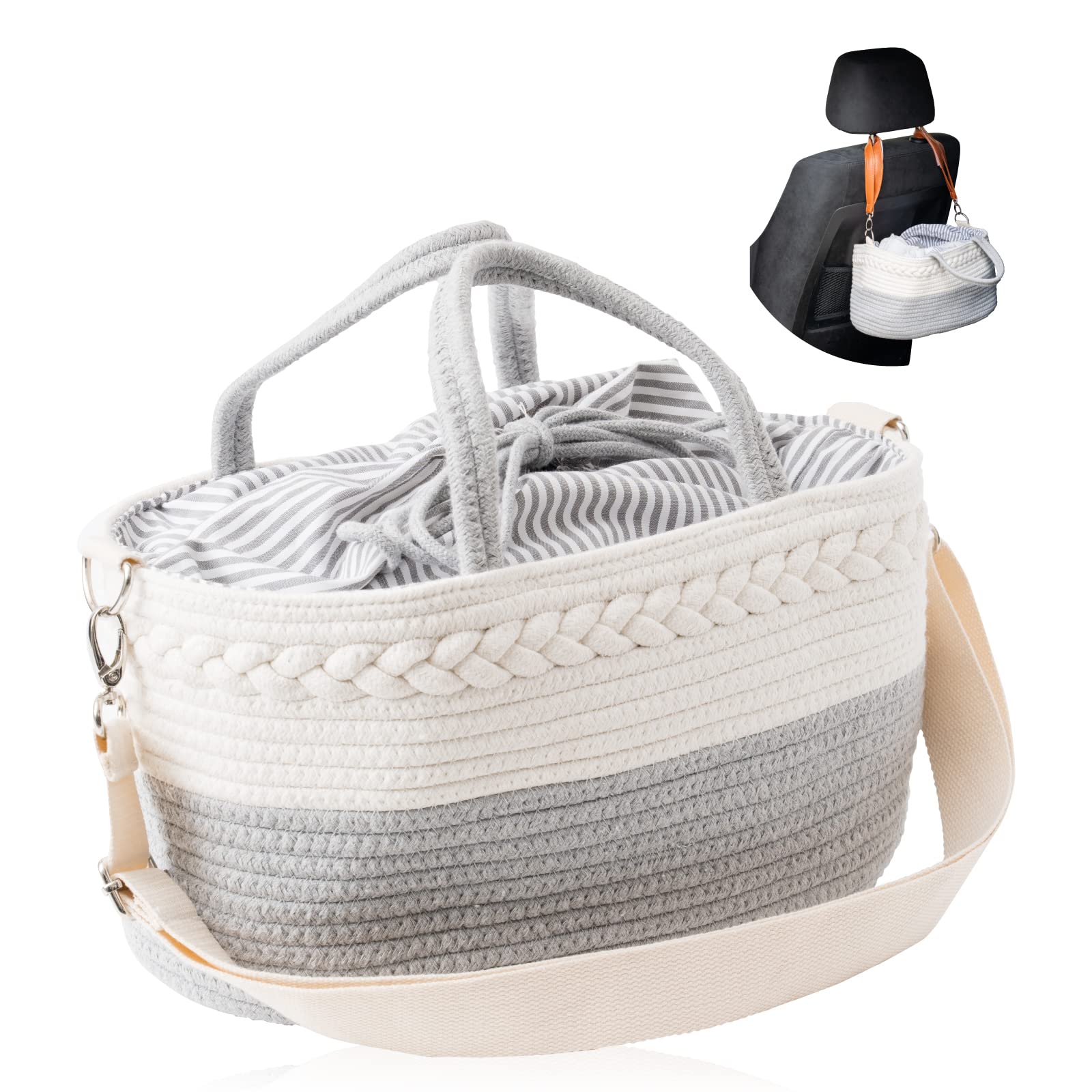 

altoina Хранение подгузников Детский Детский Детский Новорожденный Сумка для хранения подгузников [Рекомендовано акушеркой] Сумка, Принадлежности, Подготовка, Подарок, [Крышка на шнурке, 4 способа хранения] серый