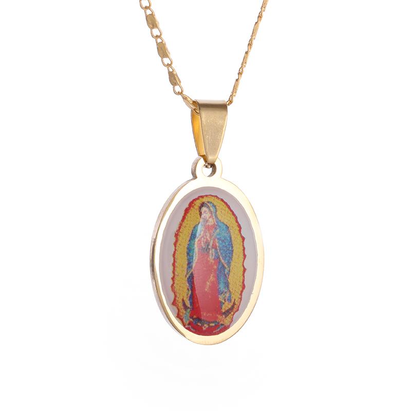 Klassischer katholischer Silberfarbener Anhänger aus Metall mit Jungfrau Maria-Medaille, religiöser Stil, Gebetsamulett-Schmuck