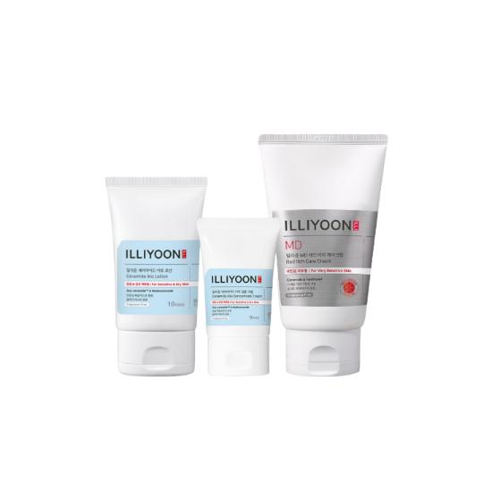 ILLIYOON Ceramide Ato Body Lotion Red Itch Relief Trial Kit Moisturizing Barrier Care Set 128ml + 50ml + 30ml