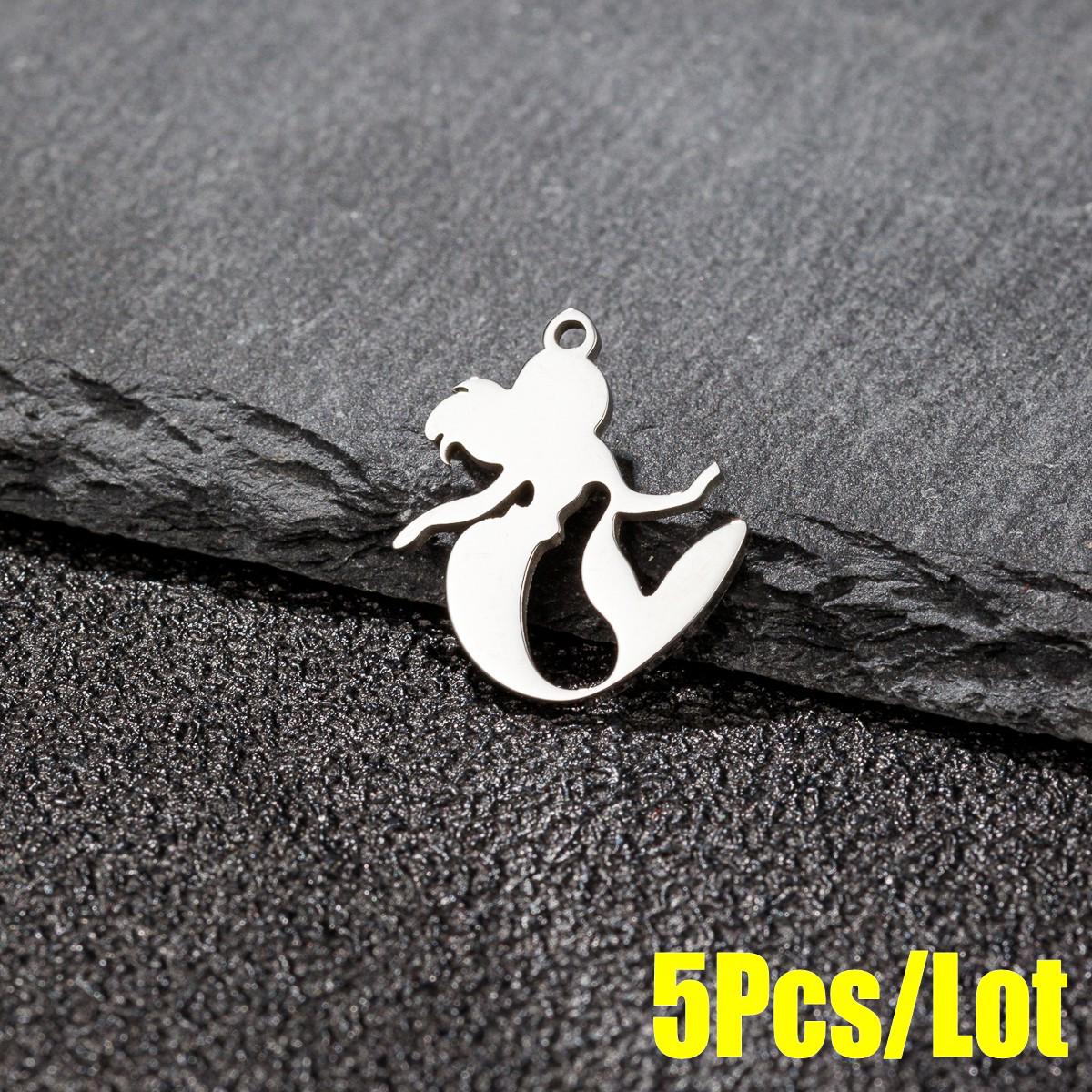 Stainless Steel Cartoon Mermaid Necklace & Bracelet Set - Summer Accessories