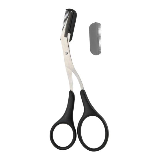 

Eyebrow Trimming Stainless Precision Eyebrow Trimmer Steel Non-Slip Scissors with Comb Men Women Brow Hair Removal чорний