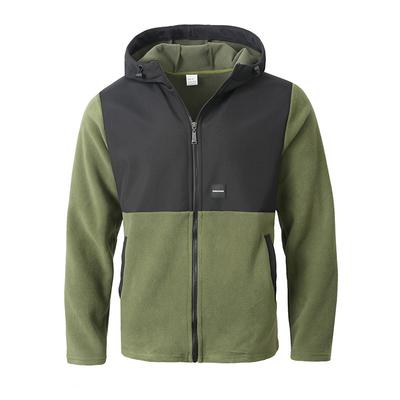 Neue lässige Fleecejacke Sweatshirt Warm Farbblock Buchstaben Tasche Kordelzug Kapuzenoberteil Herrenbekleidung
