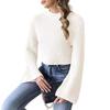Semi-turtleneck women's sweater short open-button sweater top European and American size autumn and winter new horn-sleeved sweater