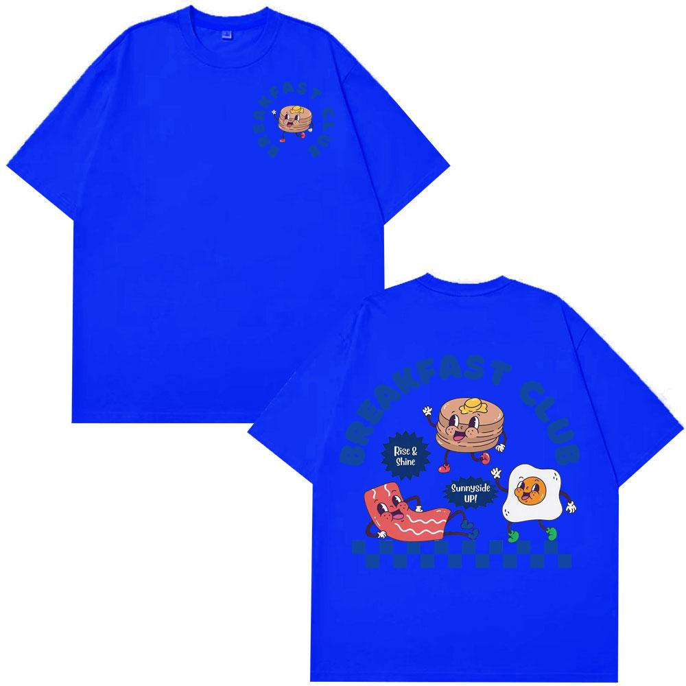 Men's and women's fashionable loose cartoon breakfast club fun cotton T-shirt