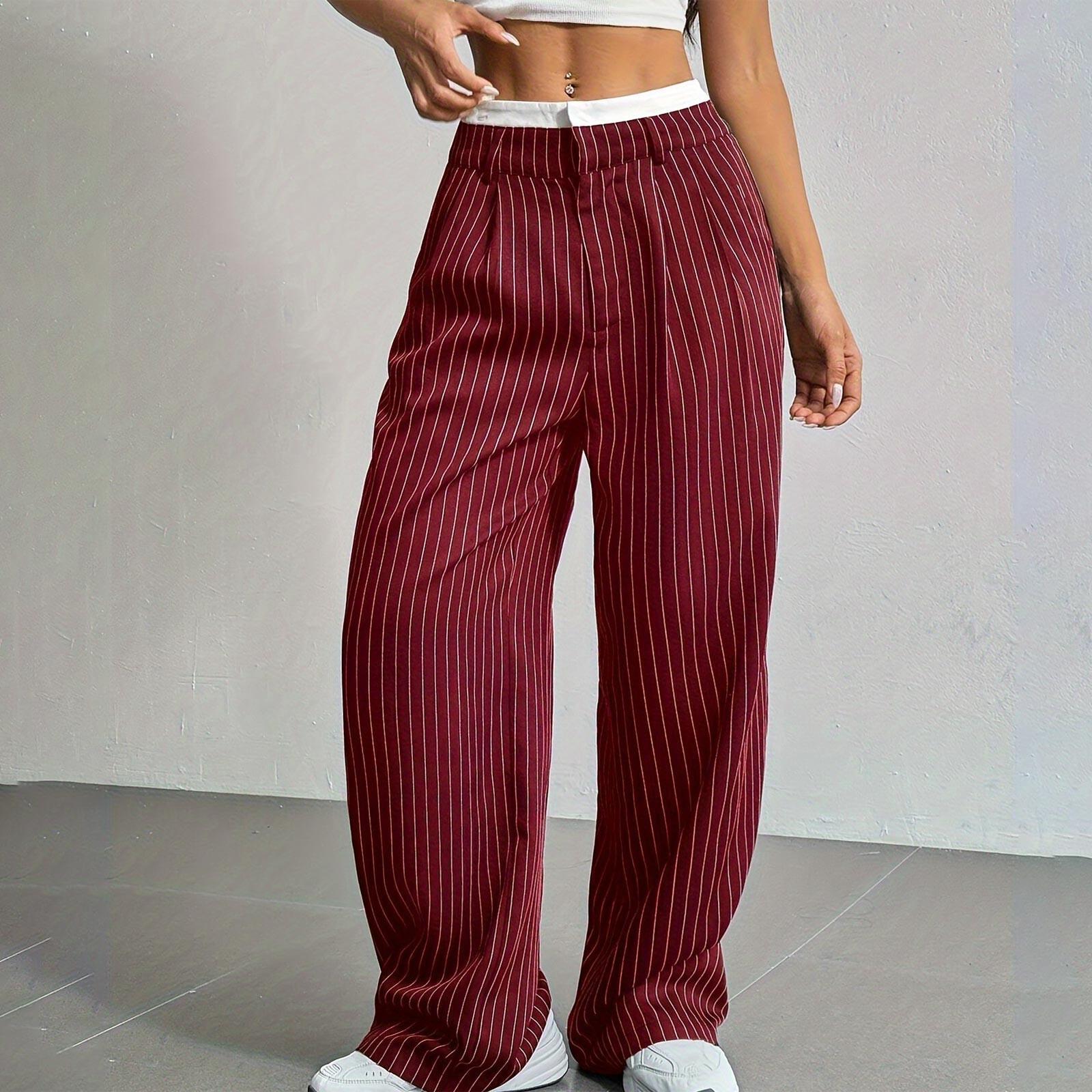 

Женские повседневные брюки в стиле вестерн с высокой талией, широкие свободные прямые брюки с драпировкой XL винный