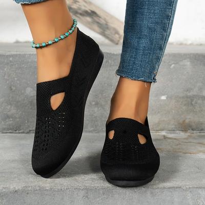 2025 Summer Foreign Trade Large Size Flat Bottom Comfortable Fly Woven Mesh Breathable Lazy Shoes Casual Shallow Mouth Hollow Women's Single Shoes