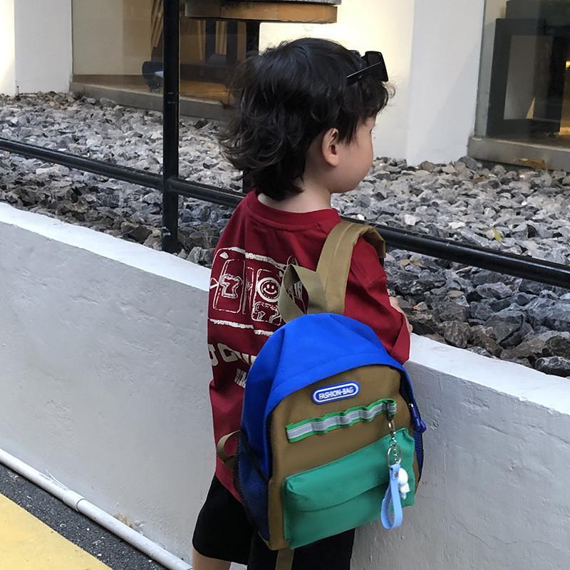 Large Capacity Stylish Plain Color Kindergarten Backpack Unisex Design