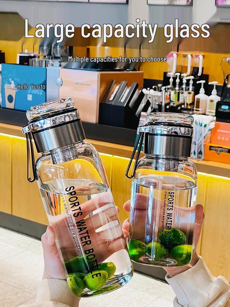 Durable High Borosilicate Glass Water Bottle with Tea Infuser – Large Capacity, Drop-Proof, High-Temperature Resistant