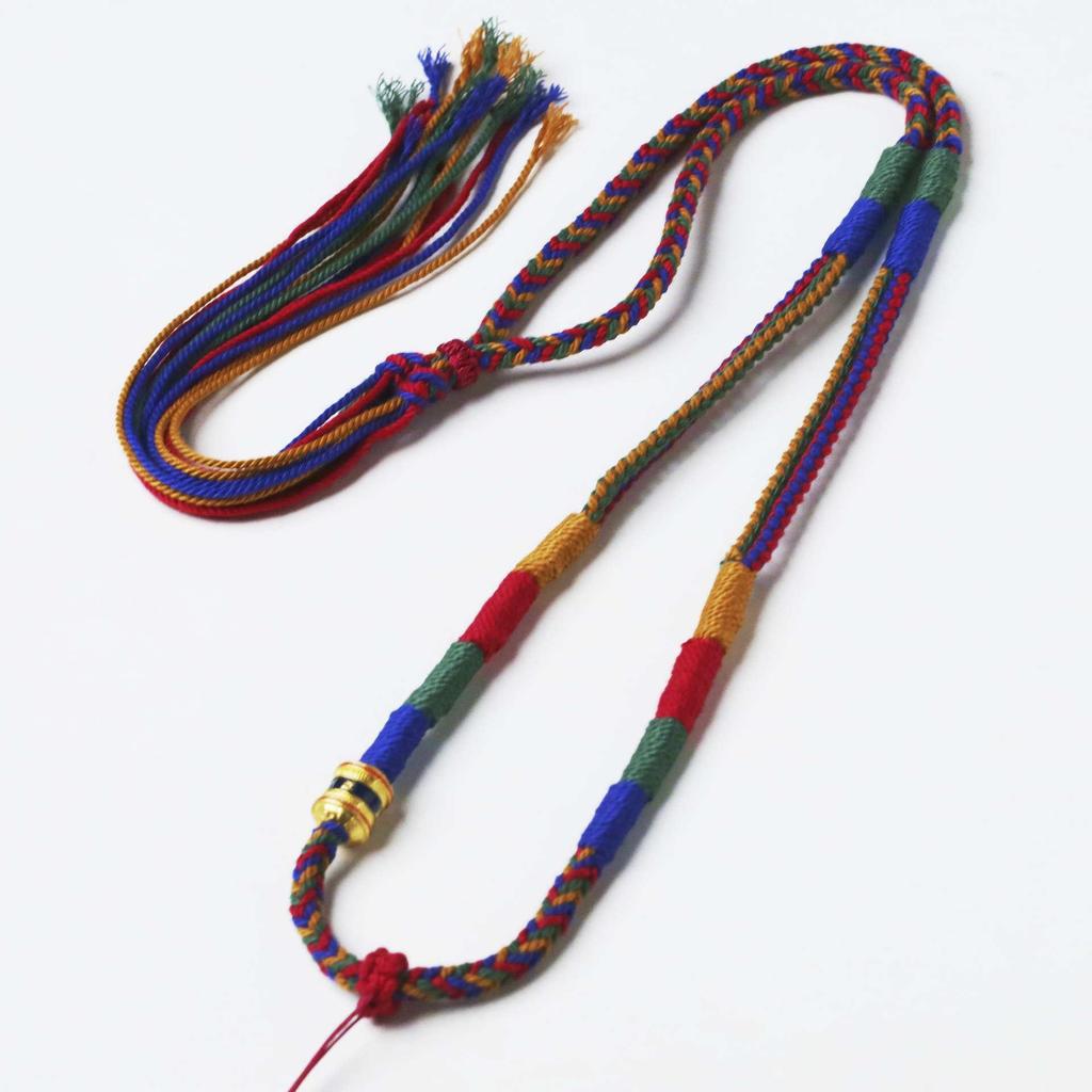 Tibetan Hand-Woven Eight-Strand Cotton Thread Necklace Cord with Safety Buckle for Thangka Amulet