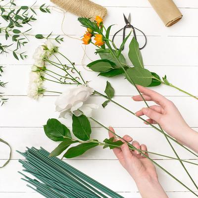 20/50Pcs 25cm Artificial Green Flower Stem DIY Floral Material Handmade Wire Stem Accessoies for Wedding Party Home Decoration