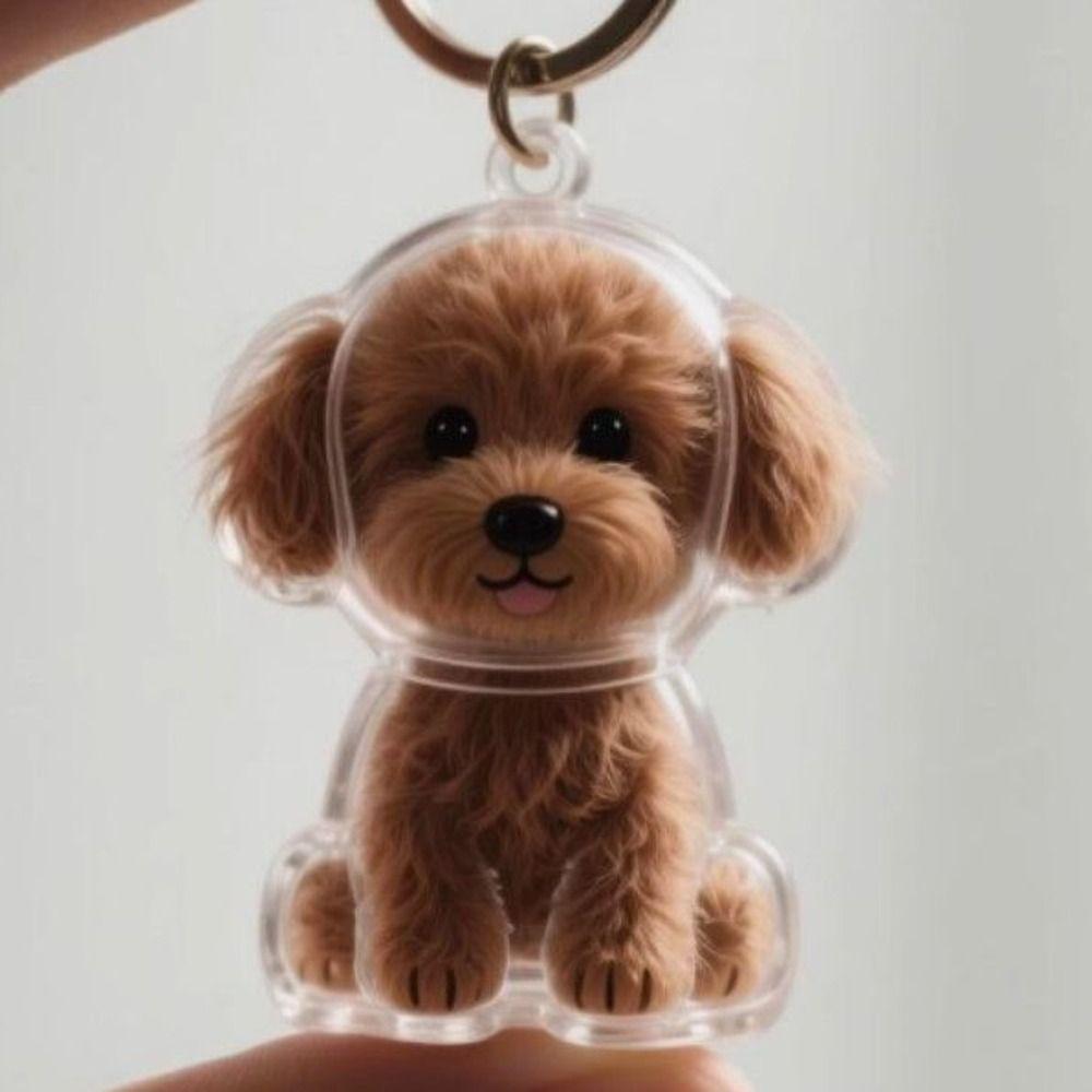Hair Grooming Dog Hair Storage Box Transparent Puppy Pendants Pet Hair Keychain  Backpack