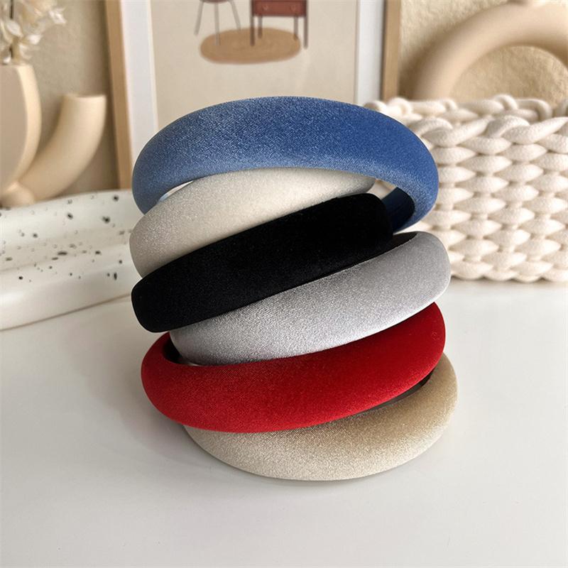 Chic Autumn Winter Soft Flannel Cloth Sponge Padded Headbands for Women Girls Daily Casual Shopping Headdress Simple Head Hoop