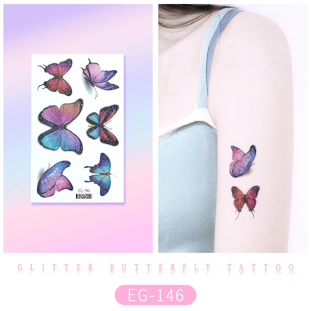 Ruikalong Cartoon Mermaid & Butterfly Glitter Tattoo Stickers for Children
