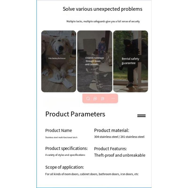 1SET 304 Edelstahl Oberflächenriegel verdickter Türriegel Diebstahlsicherung linker und rechter Türverschluss, Badezimmer Holztürriegel Haushaltsbeschläge