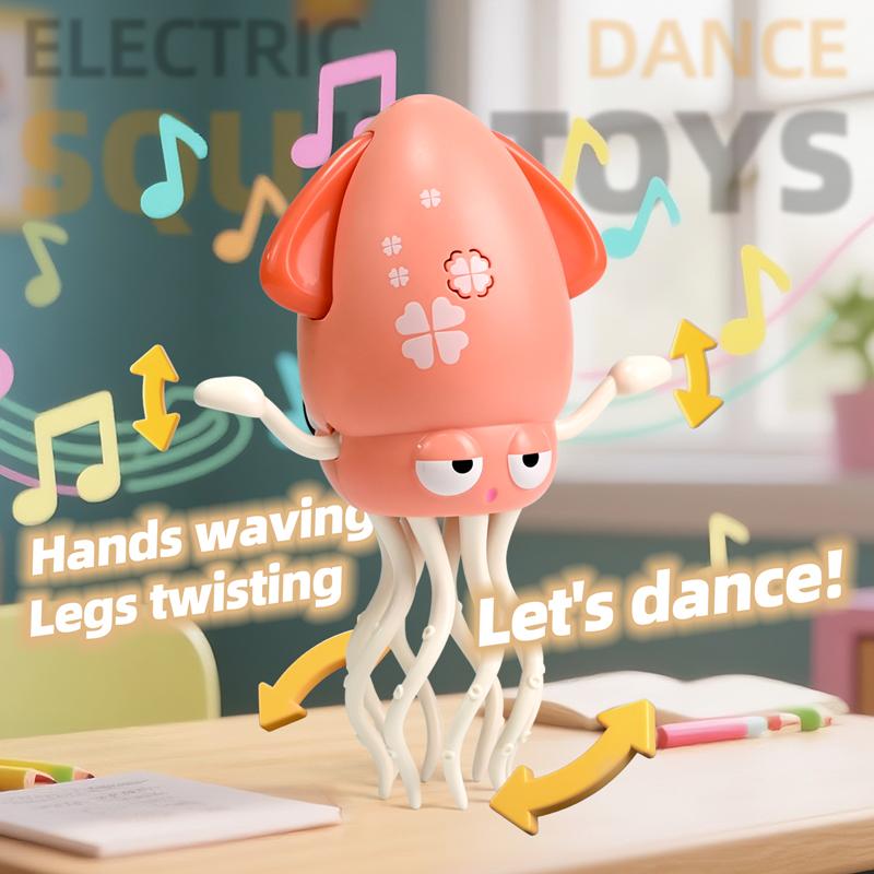 Electronic Dancing Squid Toys with Light&Music Funny Induction Lying Flat Squid Toddler Interactive Development Tummy Time Gifts