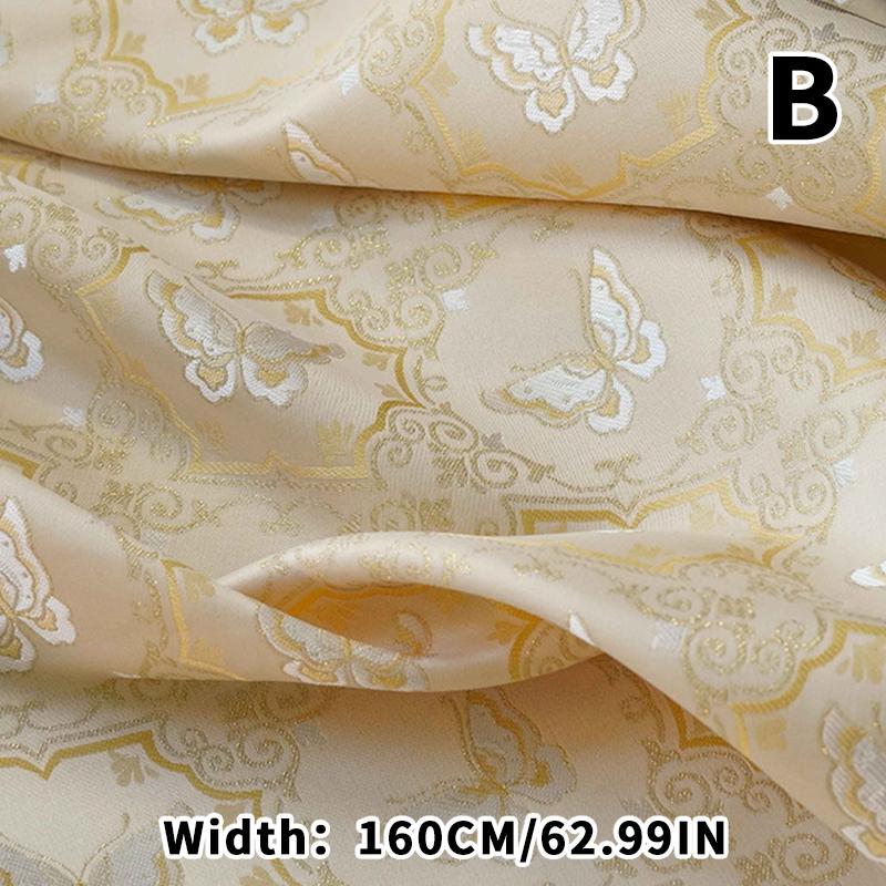 Colorful Woven Satin Butterfly Fabric Yarn-dyed Golden Silk Jacquard Fabric For Diy Sewing Dress Skirt Hanfu Qipao Bag Material
