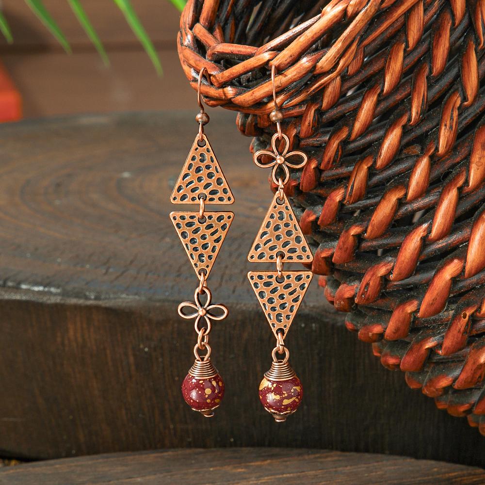 6 Pairs Vintage Dangle Earrings for Women Court Style Geometric New Year Festival Gifts Daily Wear Party Decors Versatile