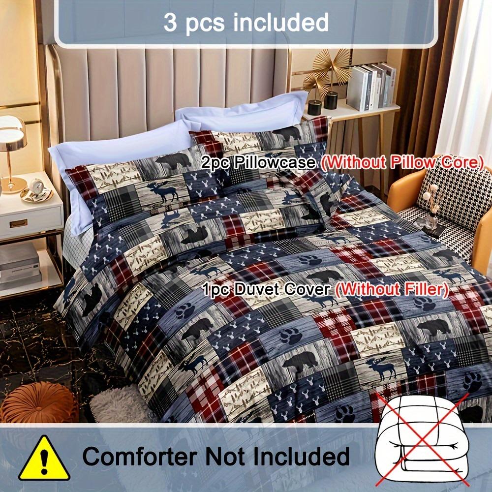 Rustic Print Bedding Set Soft Comfortable Duvet Cover For Bedroom Guest Room (1*Duvet Cover + 2*Pillowcases Without Core)