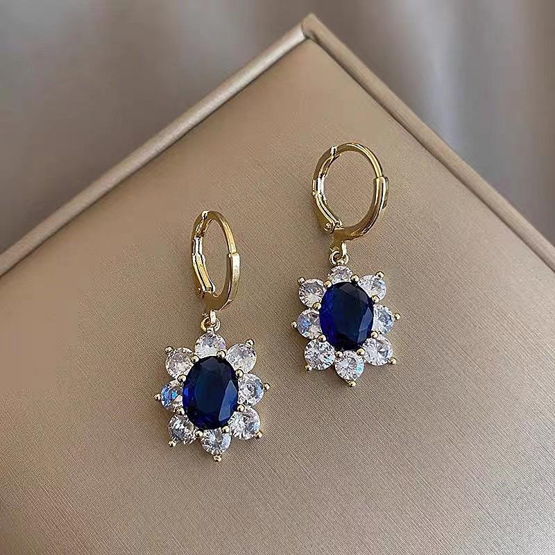 Exquisite Blue Series Luxury Stud Earrings for Women: Elegant, Versatile, and Stylish.