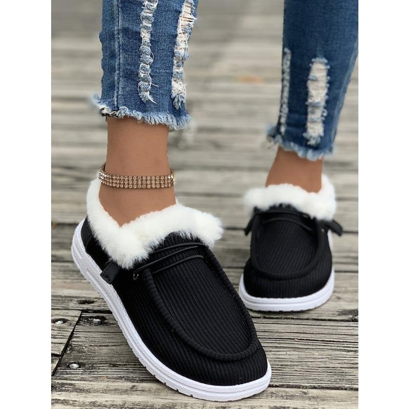 Wish Autumn and Winter Fashion Velvet Warm One Pedal Cotton Shoes Large Size Women's Shoes