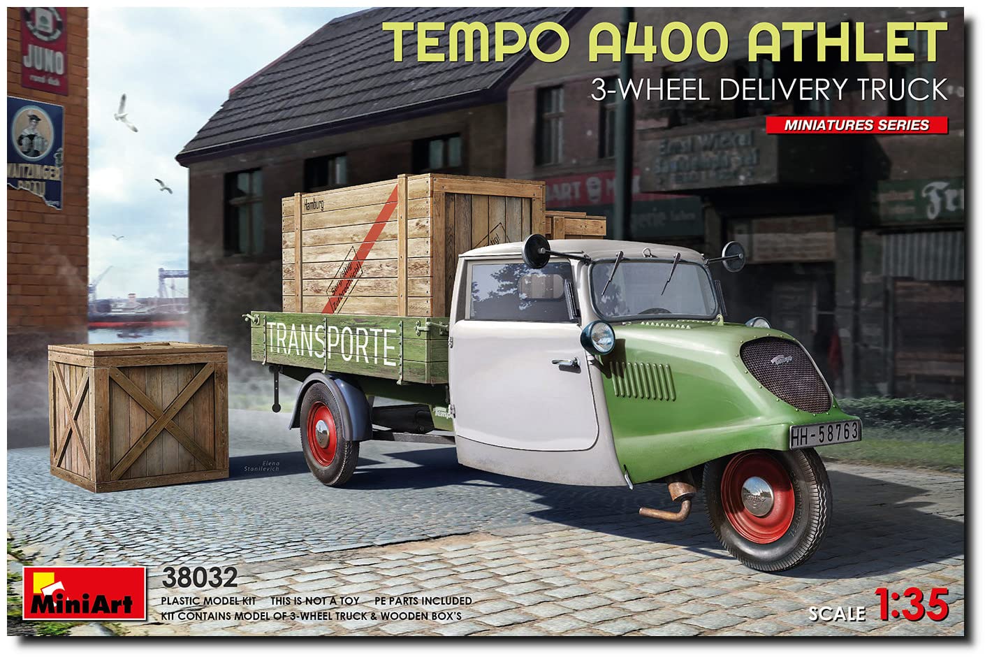 

Miniart Scale Tempo A400 Aslet Delivery Truck Plastic Model MA38032 1/35 3-Wheel