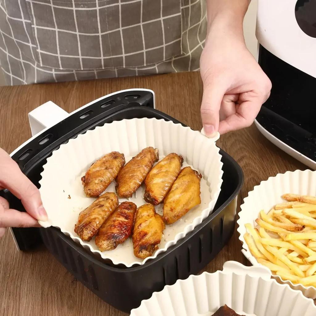 1pc - Silicone Air Fryer Liner Pan - Reusable, Non-Stick - Oven Safe, Easy Cleanup, Heat Resistant,  Baking Tray Accessory