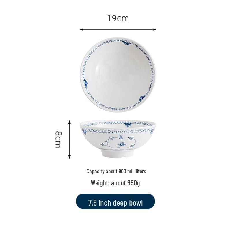 Blue and White Ceramic Noodle Bowl