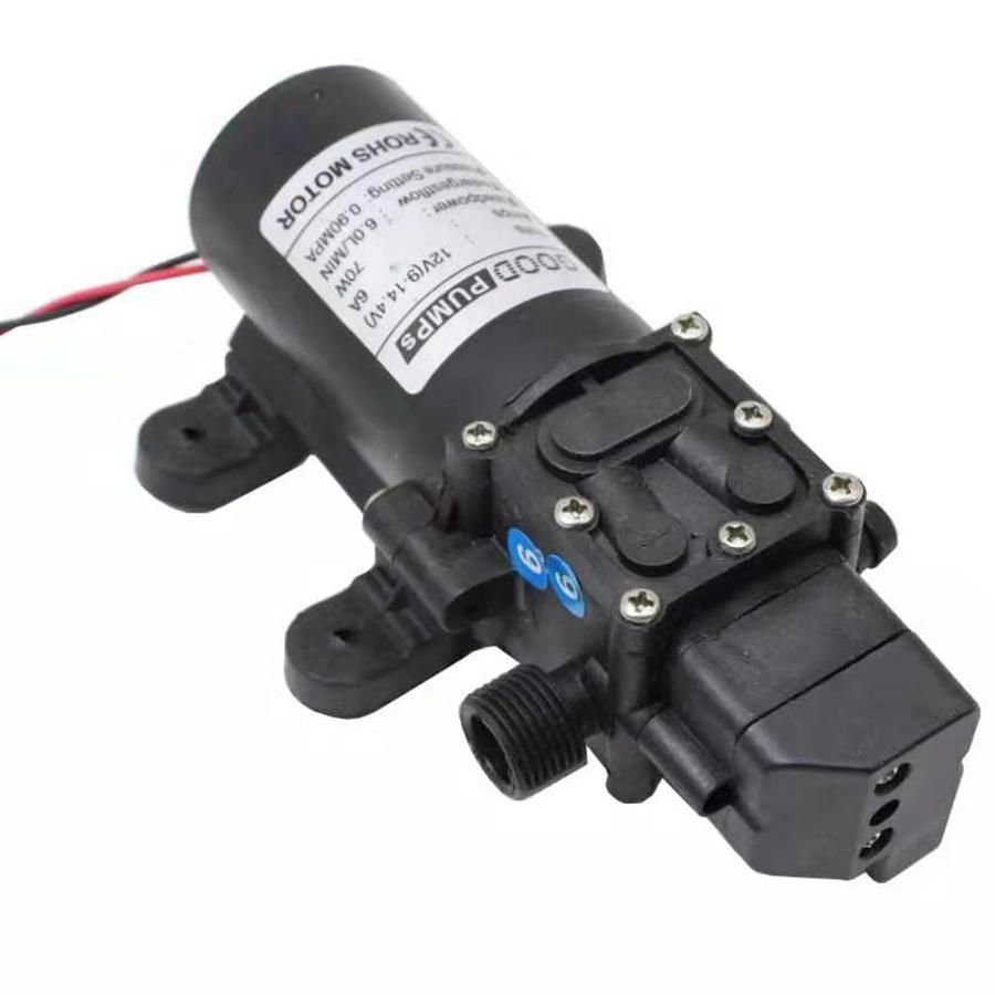 DC12V 6L/Min 130PSI 70W Diaphragm Water Pump W/ Presure Protection Switch Black