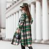 RUGOD Coat Women's Fashionable Loose Autumn and Winter New Design Plaid Stitching Pockets Long-sleeved Mid-length Cardigan
