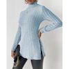 Winter Women's High Neck Slim Waist Under Split Long Sleeve Sweater
