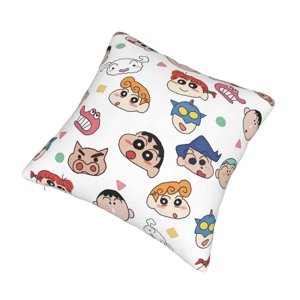 School Friends Crayons Shin-Chans Pillowcase Printed Polyester Cushion Cover Decoration Pillow Case Cover Seater Zippered 45X45
