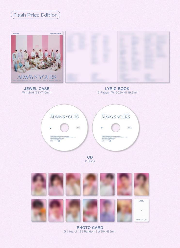 SEVENTEEN JAPAN MEJOR ÁLBUM Precio "ALWAYS YOURS" (Edición Flash) (Conjunto de 2 discos)