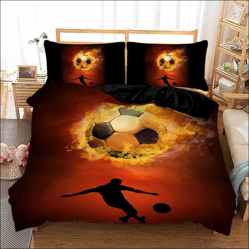 3D Football Duvet Qult Cover Bedding Set with Pillowcases Single Double King New